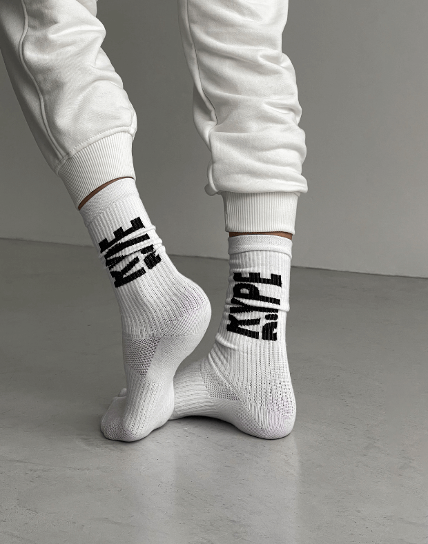 Шкарпетки лого з боку R.YPE, білі - Фото 1