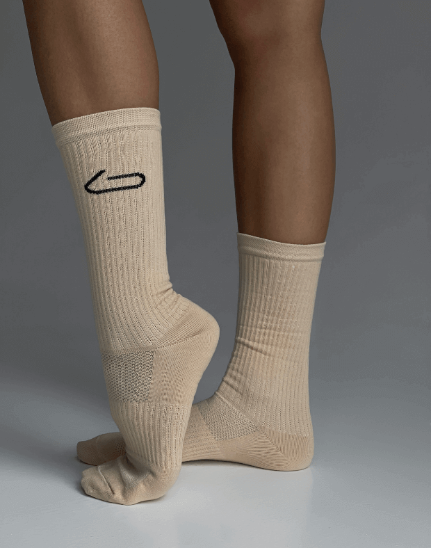 Шкарпетки логотип збоку, бежеві - Фото 1