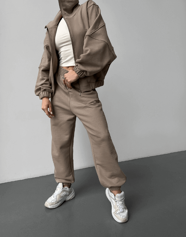 Кофта з декоративними швами на блискавці, капучіно - Фото 4