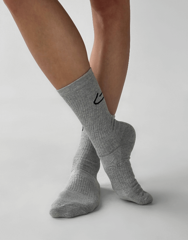 Шкарпетки логотип збоку, сірий меланж  - Фото 1