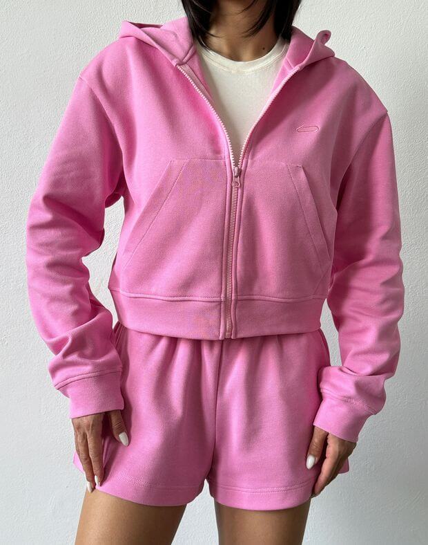 Зіпер трикотажний текстурований бавовняний, рожевий - Фото 1