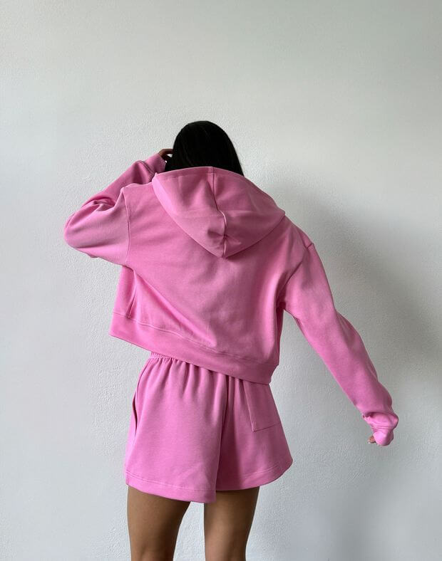 Зіпер трикотажний текстурований бавовняний, рожевий - Фото 2