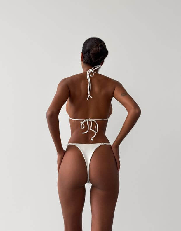 Купальний ліф на зав'язках міні, молочний - Фото 2