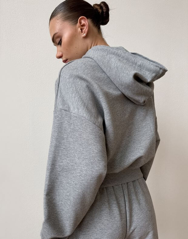 Зіпер літній вільного крою бавовняний, сірий меланж - Фото 2