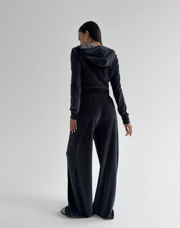 Вкорочений зіпер велюровий, графітовий - Фото 2