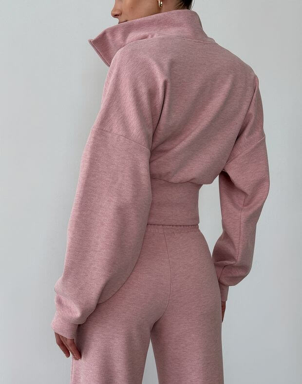 Зіпер жіночий трикотажний м'якої текстури, рожевий - Фото 2