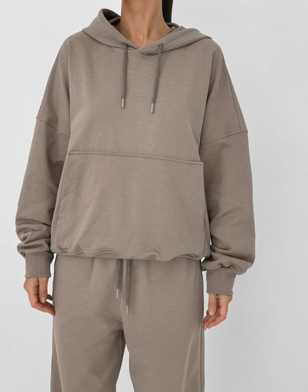 Худі оверсайз жіночий осінній, капучіно - Фото 1