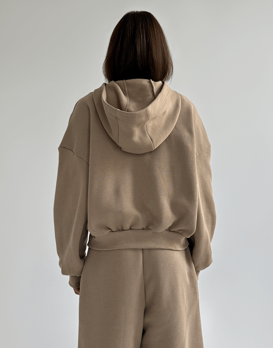 Кофта з капюшоном на блискавці з начосом зимова, лате - Фото 2