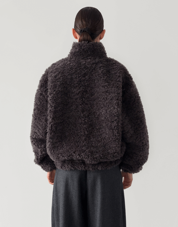 Зіпер тедді з декоративними швами зі 100% вовни, сірий - Фото 2