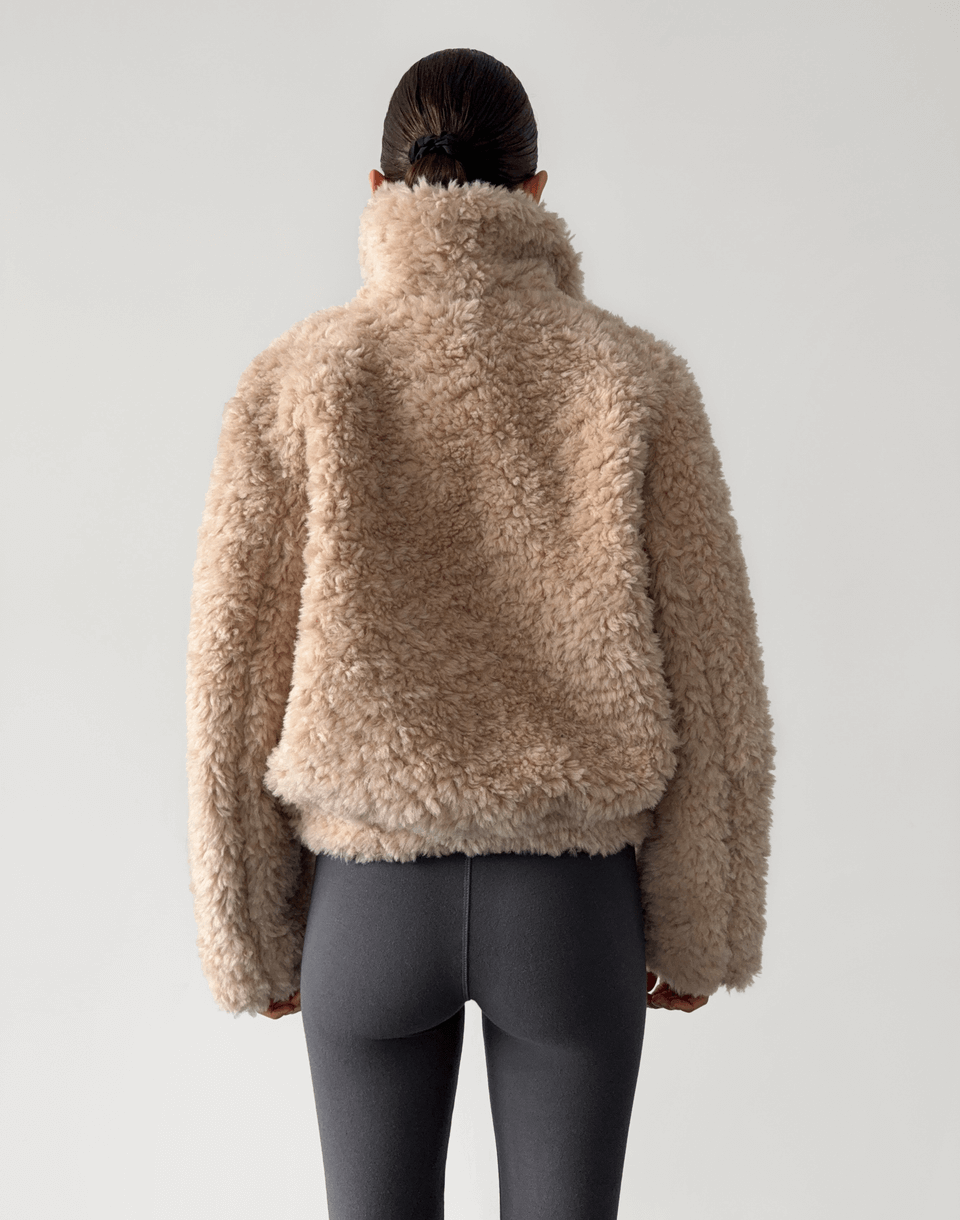 Курточка тедді з натуральної 100% вовни з воротом-стійкою, бежева - Фото 2