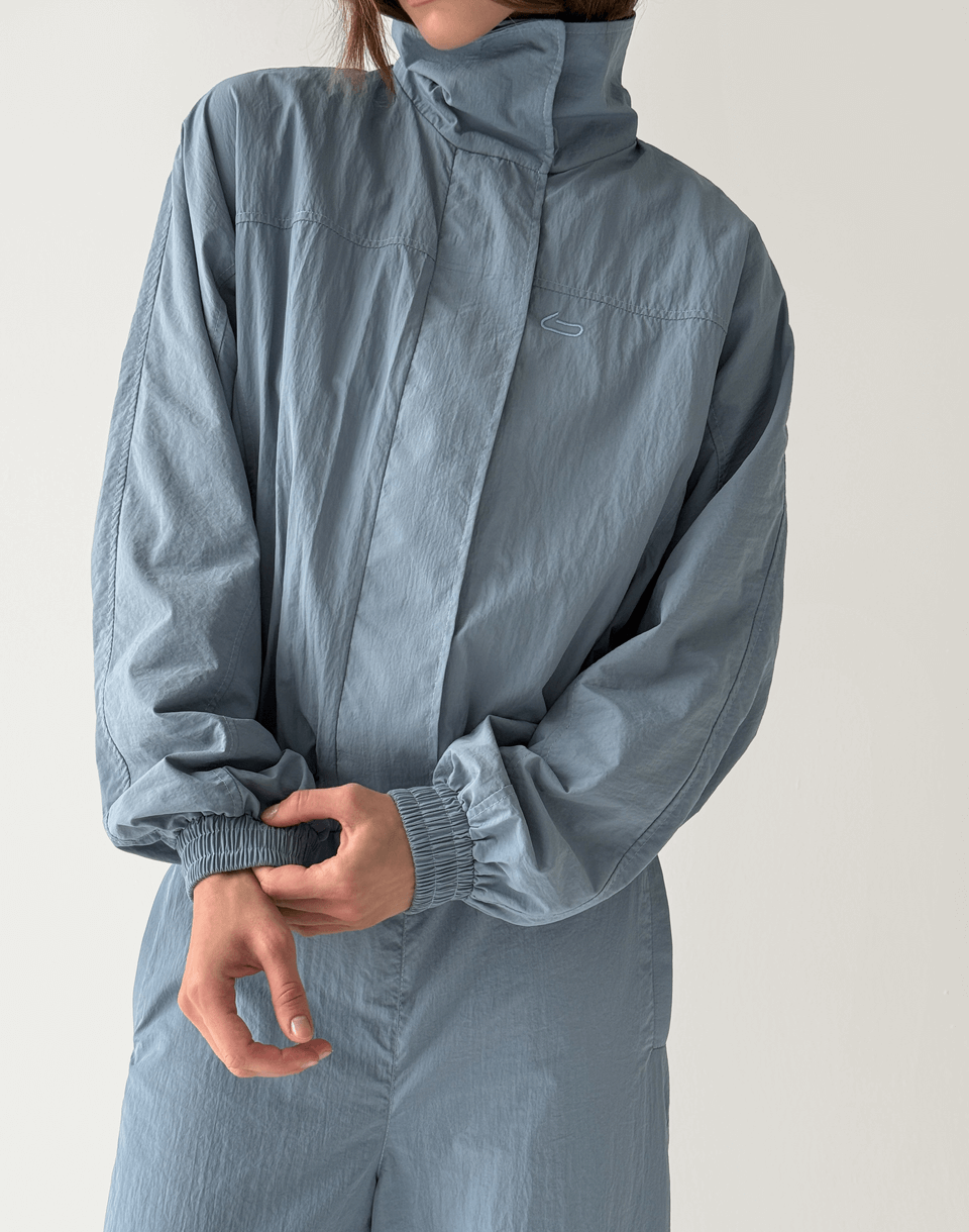 Світшот на блискавці з плащової тканини, блакитний - Фото 1