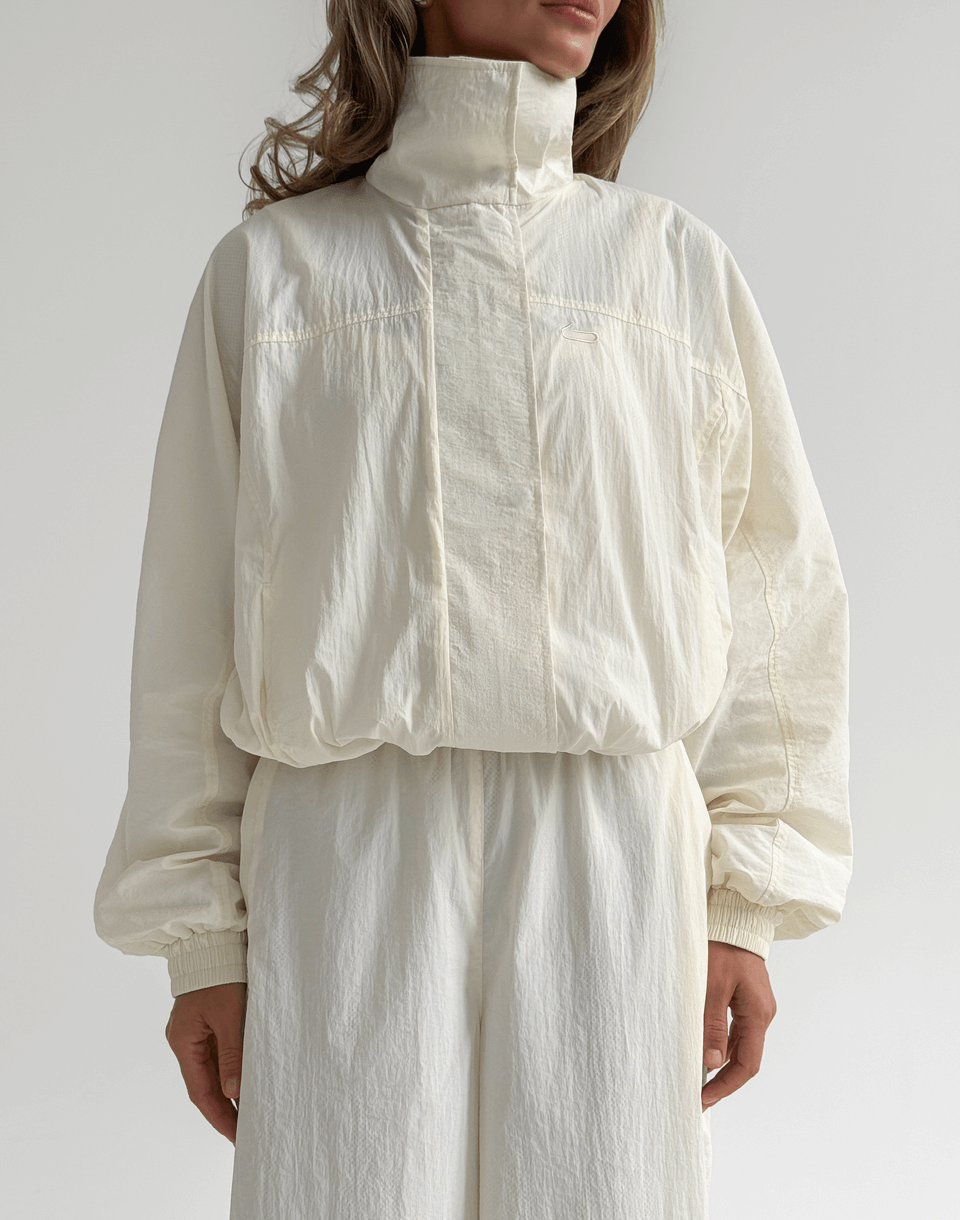 Світшот на блискавці з плащової тканини, молочний - Фото 1