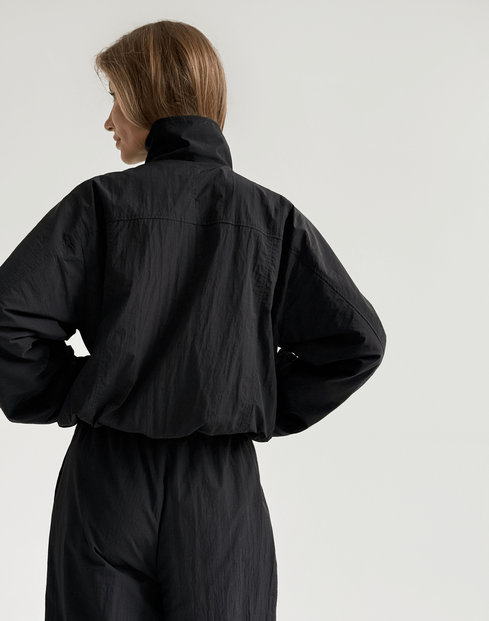 Світшот на блискавці з плащової тканини, чорний - Фото 2