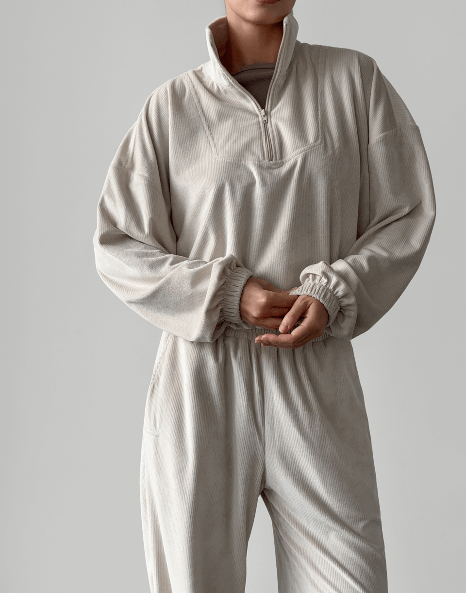 Світшот на блискавці до середини, молочний - Фото 1