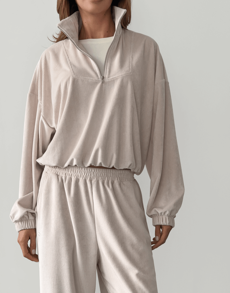 Світшот на блискавці до середини, пудровий беж - Фото 1