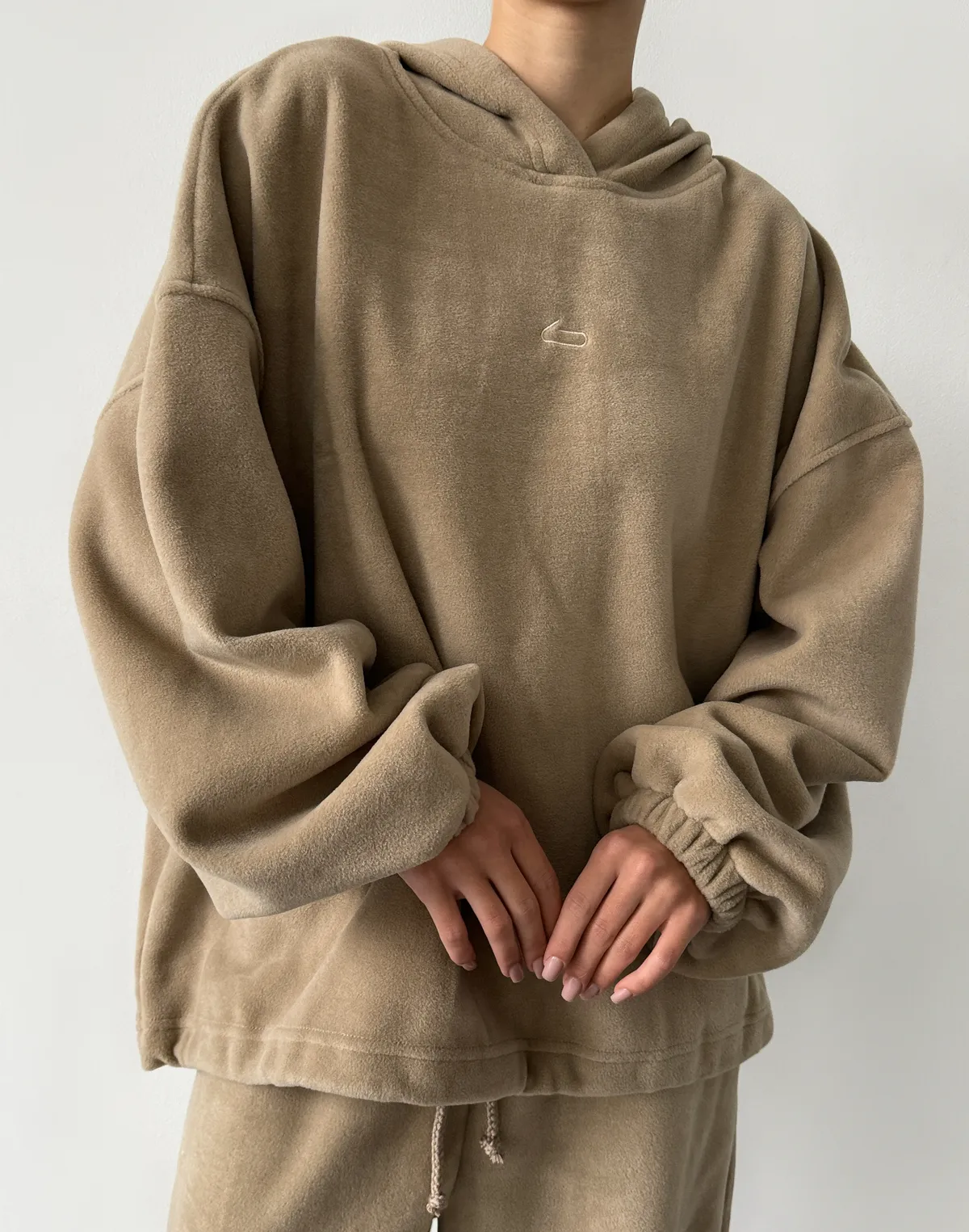 Худі супер оверсайз подовжений, бежевий - Фото 1