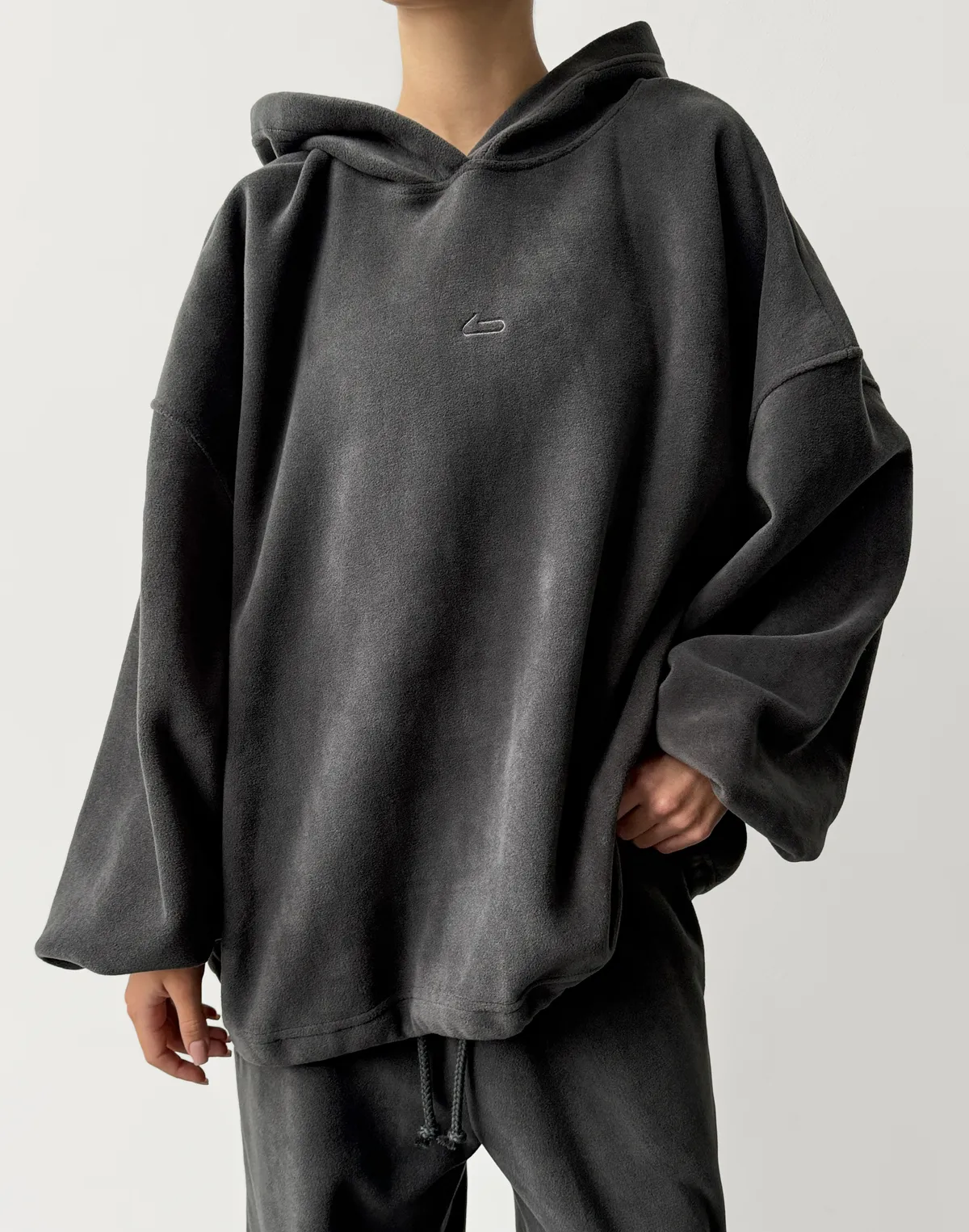 Худі супер оверсайз подовжений, графіт - Фото 1