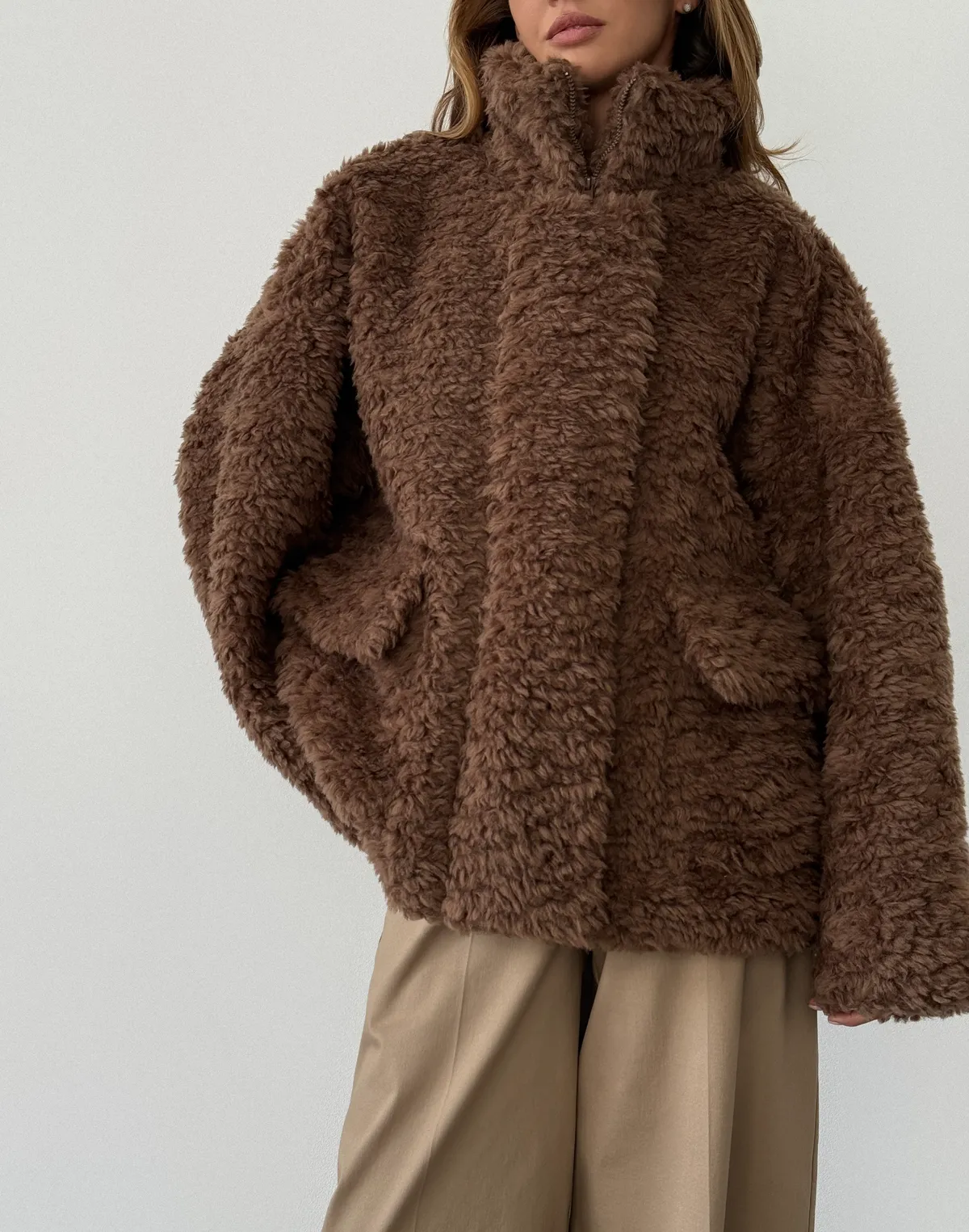 Зіпер тедді з натуральної 100% вовни, шоколадний - Фото 1