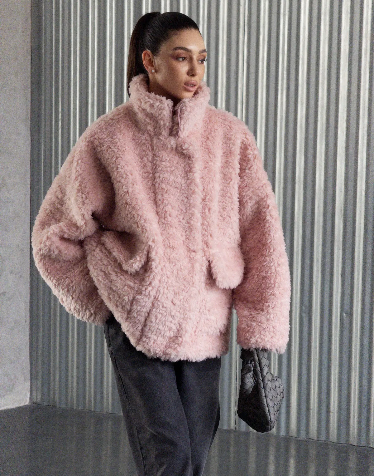 Зіпер тедді з натуральної 100% вовни, рожевий - Фото 1