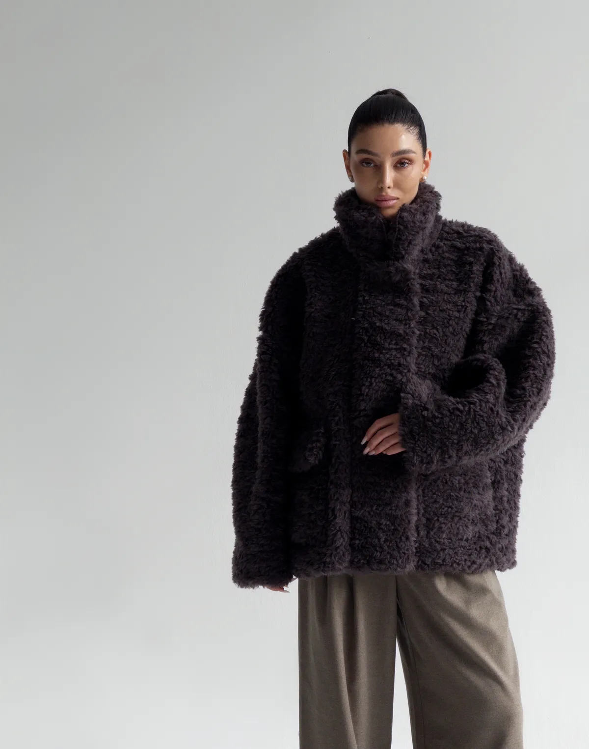 Зіпер тедді з натуральної 100% вовни, сірий - Фото 1