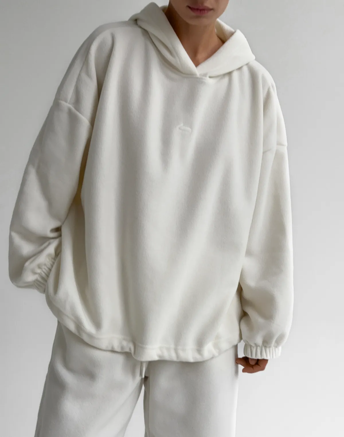 Худі супер оверсайз подовжений, екрю - Фото 1