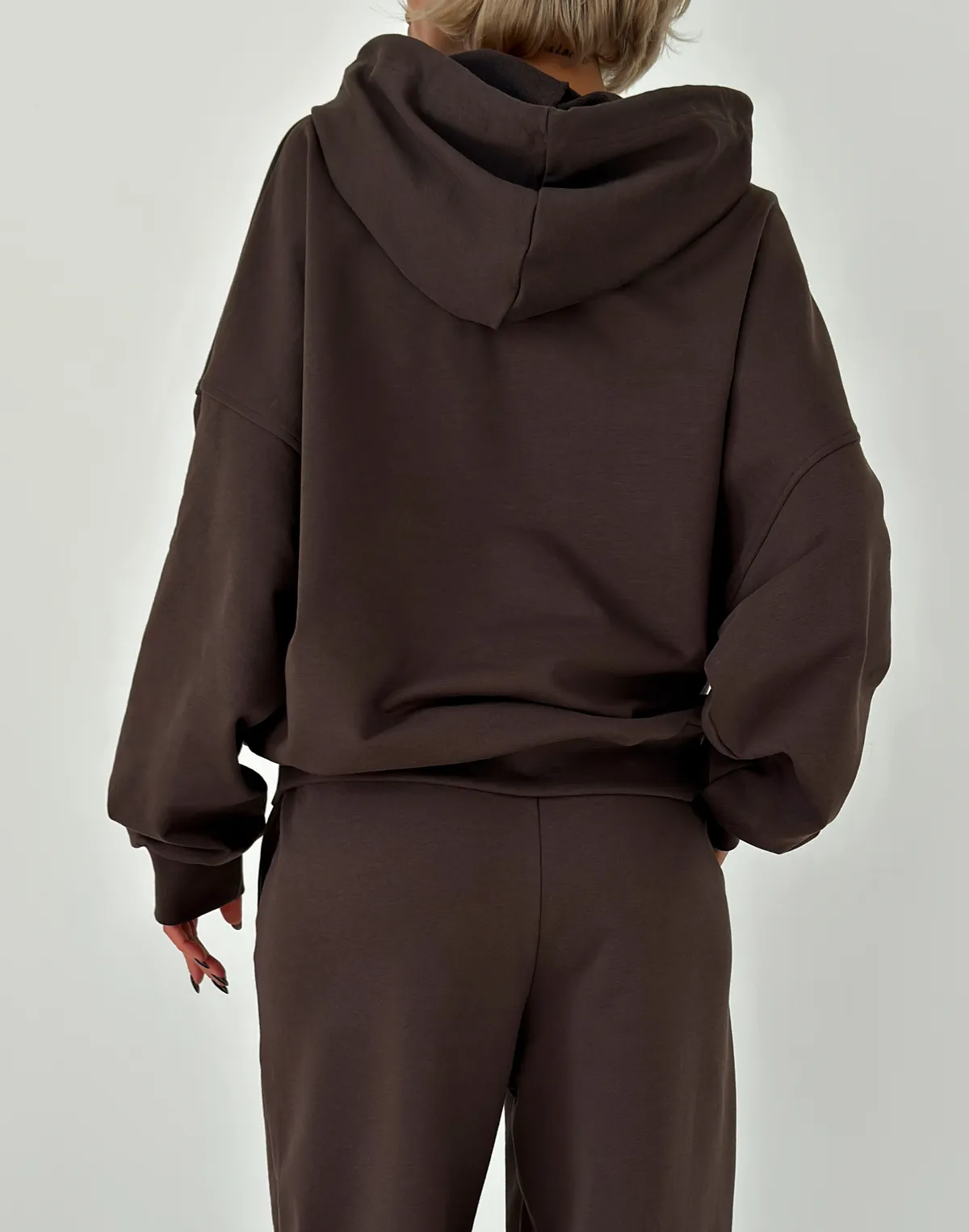 Худі оверсайз жіночий осінній, шоколадний - Фото 2
