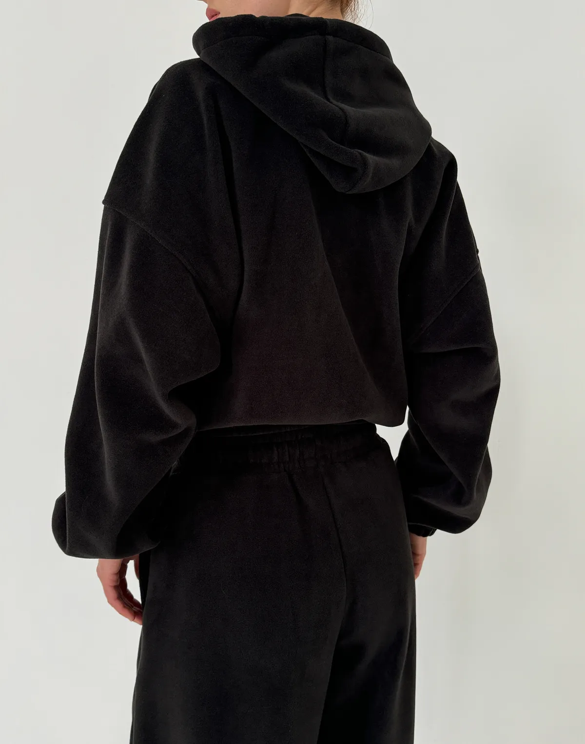 Худі вкорочений на блискавці з широким поясом, антрацит - Фото 2