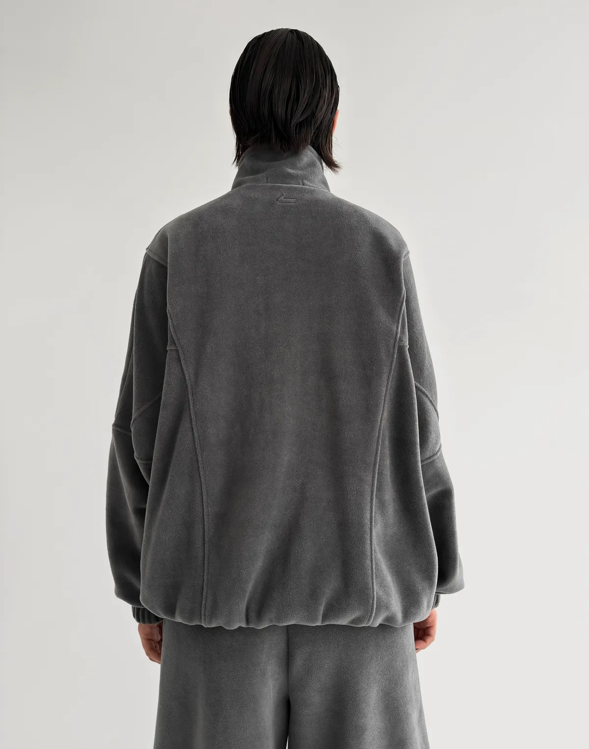 Зіпер оверсайз флісовий з декоративними швами, сірий - Фото 2