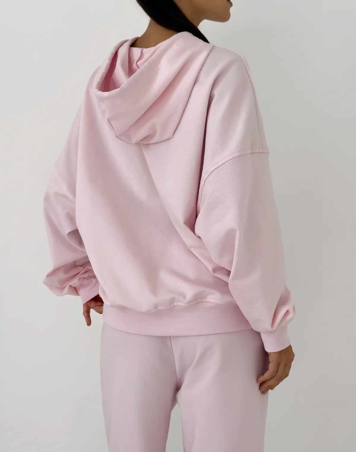 Худі оверсайз жіночий осінній, ніжно рожевий - Фото 2