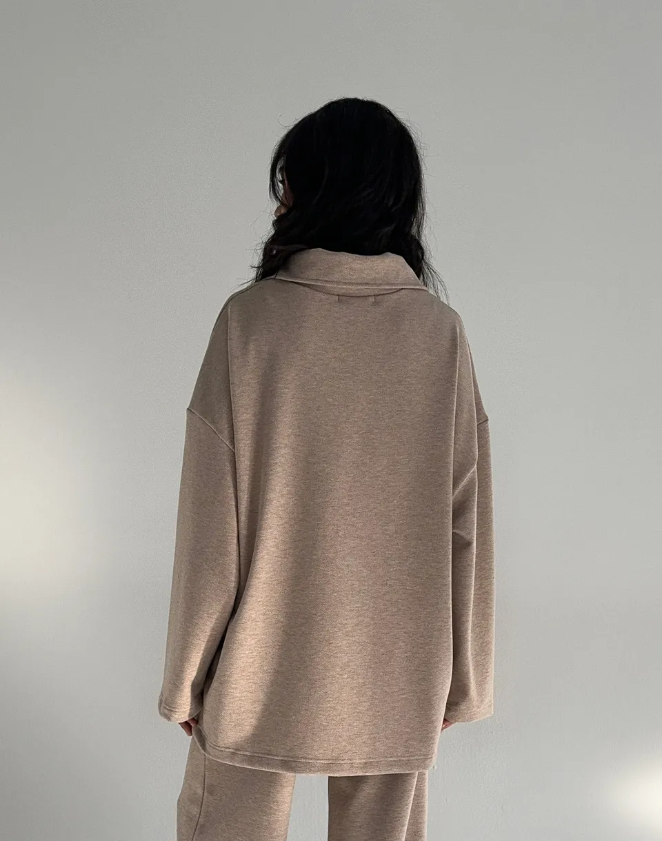 Світшот оверсайз на блискавці до середини, бежевий - Фото 2