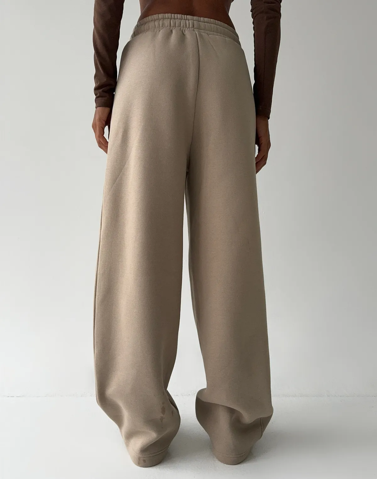 Штани з начосом вільного прямого крою, лате - Фото 2