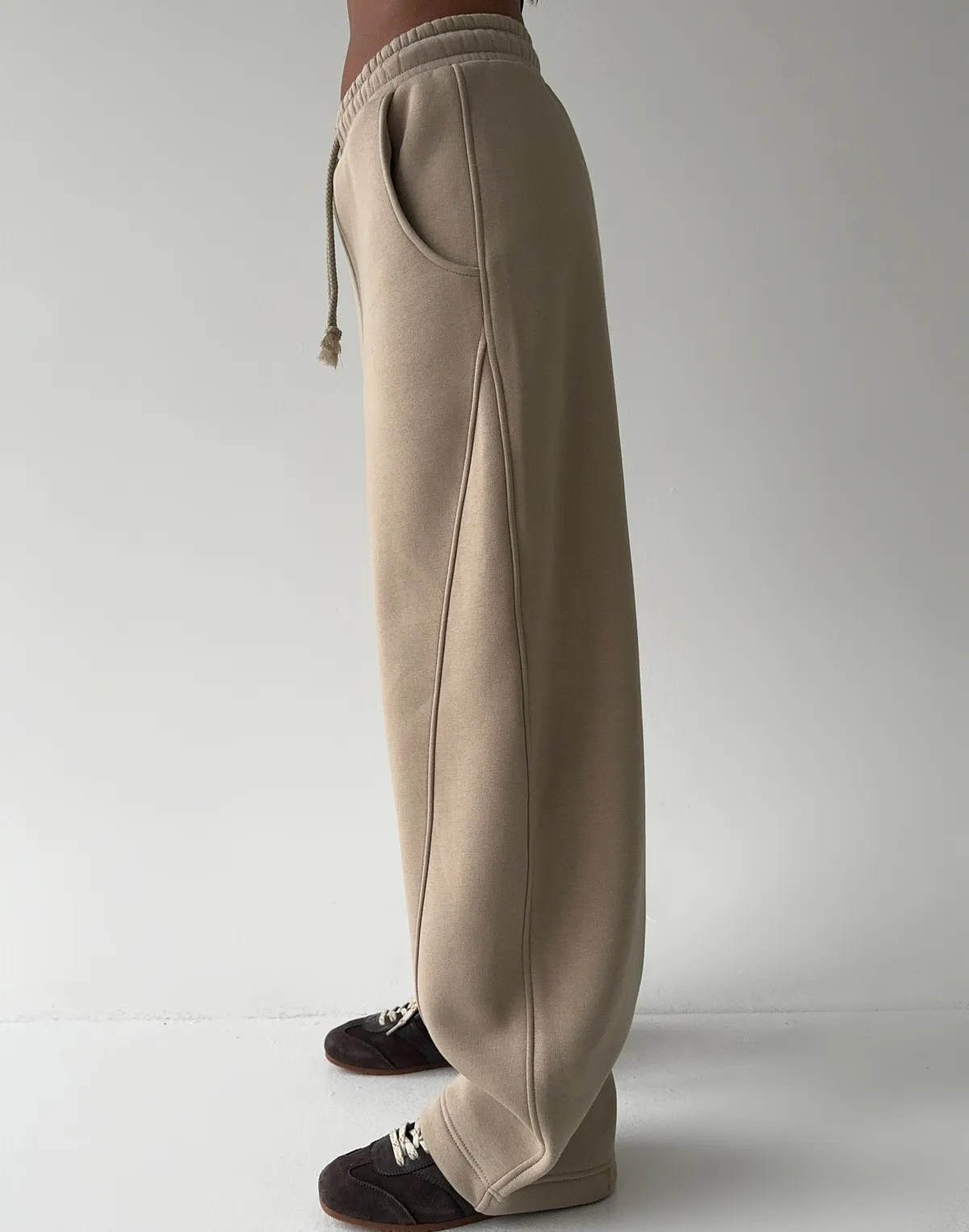 Штани з начосом вільного прямого крою, лате - Фото 7