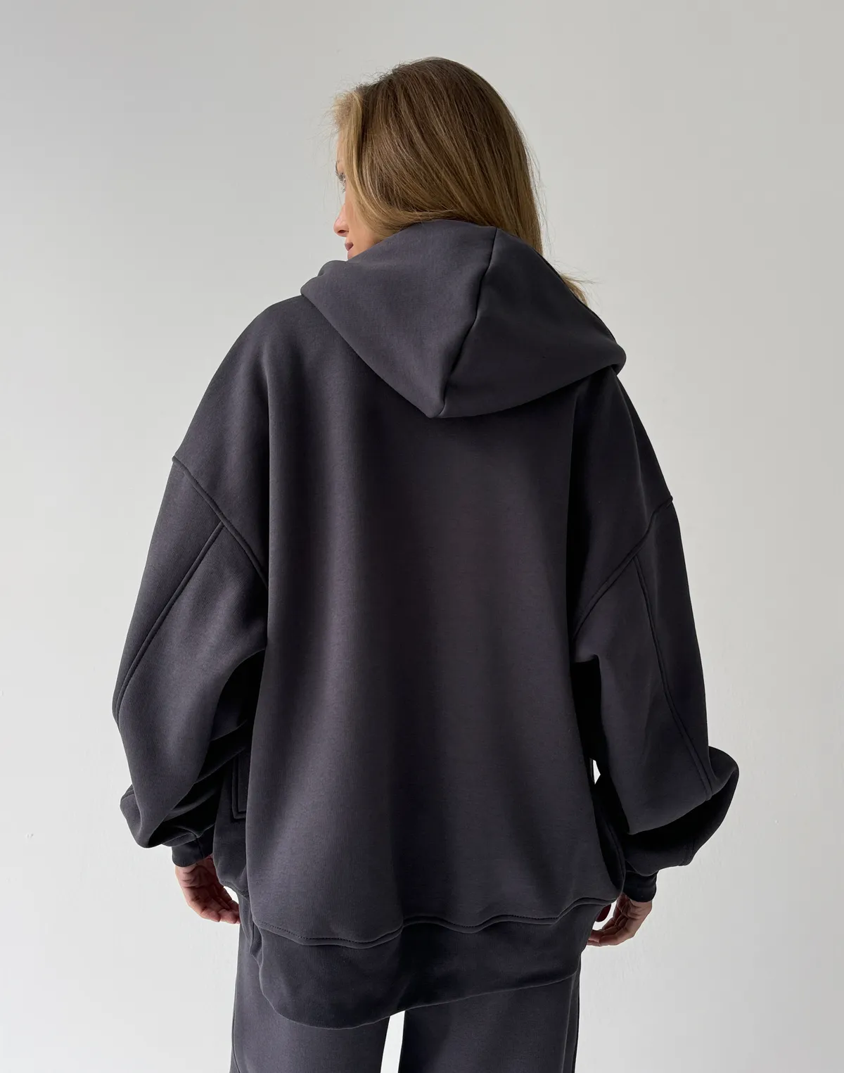 Зіпер з начосом та високим коміром, антрацит - Фото 2